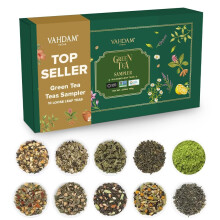 VAHDAM, Assorted Green Tea Sampler (10 Teas) Exotic Green Tea Blends with 100% Natural Ingredients | Loose Leaf Tea Sampler | Tea Variety Pack | Tea