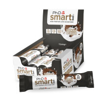 PhD Nutrition Smart Protein Bar Low Calorie, Nutritional Protein Bars/Protein Snacks, High Protein Low Sugar, Cookies and Cream Flavour, 20g of