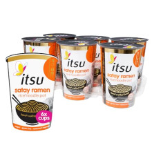 itsu Satay Flavour Rice Noodles | Instant Noodle Cups | Pack of 6 | Authentic Japanese Flavour | Vegan & Gluten-Free | Low-Calorie, Quick-to-Make