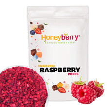 Freeze Dried Raspberry Pieces 250g - Premium Freeze-Dried Fruit Bits - 100% Natural, No Added Sugar or Preservatives Raw Dry Raspberry Grit for