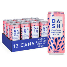 Dash Water Raspberry - 12 x Raspberry Flavoured Sparkling Spring Water - NO Sugar, NO Sweetener, NO Calories - Infused with Wonky Fruit (12 x 330ml