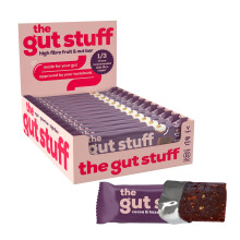The Gut Stuff High Fibre Fruit & Nut Bars ? Gut Friendly Snack, Gluten Free, Vegan, Low Calorie, All Natural - Cocoa & Hazelnut, 12 x 35g Box