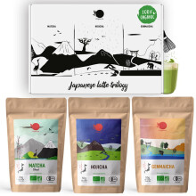 ORIGEENS MATCHA LATTE TRILOGY GIFT SET 3 * 50g - Organic powder of : Matcha, Hojicha, Genmaicha