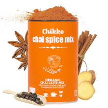 Chikko Organic Chai Latte Mix Powder, 1 x 130g - Authentic & Soothing Spiced Drink - Additive-Free, Chemical-Free, 100% European Ingredients -