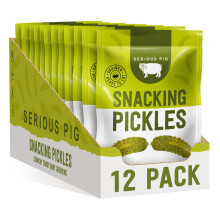 Serious Pig - Pickled Snacking Gherkins In A Pouch, Crunchy Snacks with Dill and Garlic, Low Carb, Low Calorie, Drained and Ready to Eat (12 x 40g)