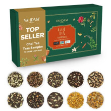 VAHDAM, Assorted Chai Tea Sampler (10 Teas) Indian Exotic Chai Tea Blends with 100% Natural Ingredients | Loose Leaf Tea Sampler | Tea Variety Pack |