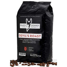 DEVIL'S ROAST ? Extra-Strong Highly Caffeinated Bold Coffee ? 1KG Whole Coffee Beans ? Robusta Coffee by Black Donkey Coffee Roasters