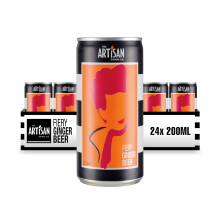 Fiery Ginger Beer by The Artisan Drinks Company - 200mlx24 cans - Natural Ingredients - A Blend of Root Ginger, Cloudy Lemon And A Hint of Chilli -