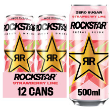 Rockstar Refresh Energy Drink Strawberry & Lime, 12 x 500ml cans