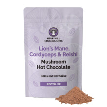 Merryhill Mushrooms - Lion's Mane, Cordyceps & Reishi Mushroom Hot Chocolate Powder Drink | Sleep, Focus, Energy | 1,000mg Mushrooms Per Serving |