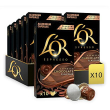 L'OR Espresso Chocolate Flavour Coffee Pods X10 (Pack of 10, Total 100 Capsules)