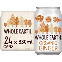 Whole Earth Organic Sparkling Ginger Drink, 24x 330 ml, Lightly Fizzy Soft Drink made with Natural Ingredients and Fruit Extract, No Added Refined