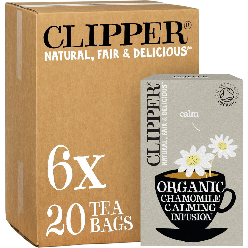 Clipper Organic Chamomile Tea Bags | 120 Infusion Teabag Sachets (6 X Boxes Of 20) | Bulk Buy For Home & Catering | Caffeine-Free Herbal Tea Bags |