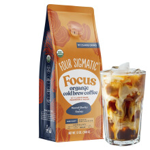 Organic Cold Brew Coffee Grounds by Four Sigmatic | Dark Roast, Fair Trade Coarse Grounds with Lion's Mane and Chaga Mushroom Extract | Cold Brew