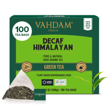 VAHDAM, Decaf Himalayan Green Tea Bags (100 Pyramid Tea Bags) Caffeine Free, Gluten Free | High Grown Decaf Green Tea | Resealable Ziplock Pouch |
