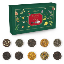 VAHDAM, Assorted Loose Leaf Tea Sampler (10 Teas) Non-GMO, Gluten Free | Whole Loose Leaf Tea Sampler | Tea Variety Pack | Tea Gift Set | Gifts for