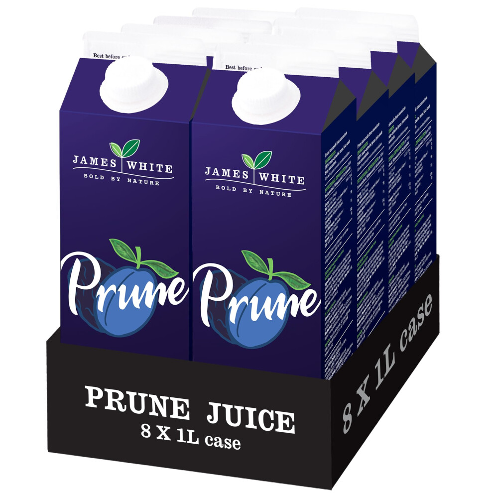 James Prune Juice Cartons 1L - All Natural - Vegan - No Added Sugar (Pack Of 8) White