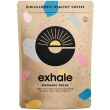 EXHALE Organic Chemical-Free FINE Ground Coffee - 225G PACK - Single Origin and 100% Arabica Beans. For Moka, AeroPress and Drip - Decaf Medium Roast