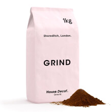Grind Decaf House Blend Ground Coffee ? 1kg Bag ? Medium/Light Roast ? 100% Arabica ? Suitable for Cafeti?re, Moka Pot, AeroPress and Filter Brew ?