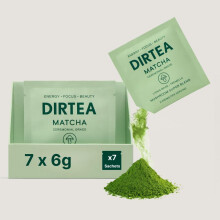DIRTEA 100% Organic Matcha Tea (7 x 6g Sachets) with Lion?s Mane & Tremella | Ceremonial Grade from Japan | 2,500mg Mushrooms per Serving | Vegan &