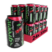 Green Sour Cherry - Low Calorie Soft Drinks - Sparkling Cherry Flavour with 10% Natural Juice - No Added Sugar, Sweetened with Stevia, No Aspartame -