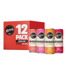Remedy Kombucha Tea - 4 Flavour Mixed Pack - Sparkling Live Cultured, Naturally Sugar Free Soft Drink - Probiotic for Gut Health - 12 x 250ml