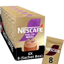 NESCAF? Double Choc Mocha Instant Coffee 8 x 20.9g Sachets, 100% Responsibly Sourced Coffee (Pack of 6)