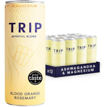 TRIP Mindful Blends - Blood Orange & Rosemary Sparkling drink with Magnesium Citrate + Ashwagandha + Lion?s Mane + L-theanine. Low Calorie and Vegan