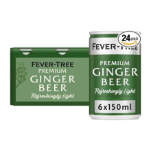 Fever-Tree Refreshingly Light Ginger Beer 6x150ml (Pack of 4, Total 24 Cans)