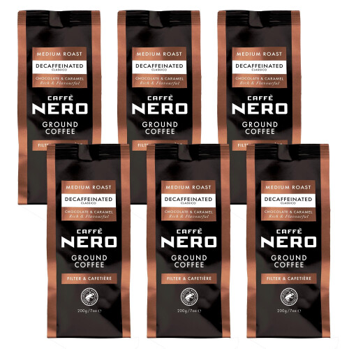 Caff? Nero Ground Coffee (6 x 200g, Classico Decaff)