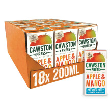 Cawston Press Fruit Water Kids Drink | Pressed Apple & Mango Flavoured Water | 200ml x 18 Pack Mango & Apple Juice Cartons | School Approved ? No