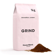 Grind House Blend Ground Coffee ? 1kg Bag ? Medium/Light Roast ? 100% Arabica ? Suitable for Cafeti?re, Moka Pot, AeroPress and Filter Brew ?
