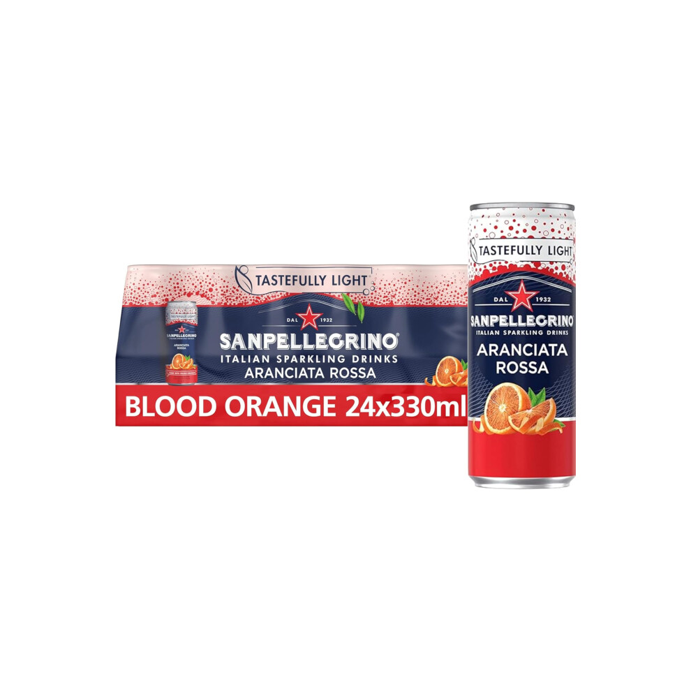 San Pellegrino Italian Sparkling Drinks Tastefully Sparkling Blood Canned Soft Drink 24 X 330Ml | 69K Cals Per Can Light/Orange