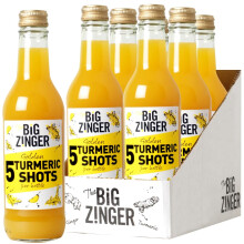 Big Zinger Turmeric 6x330ml - 30 shots - Plant based shots with golden turmeric juice - Natural kick - No added sugar
