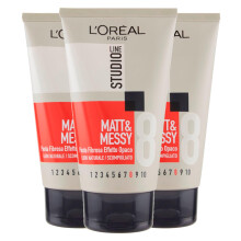 L'Or?al Paris Studio Line Matt&Messy Fibrous Paste Matt Effect Wild Look 8 Ultra Strong Hold - 3x 150ml Bottles