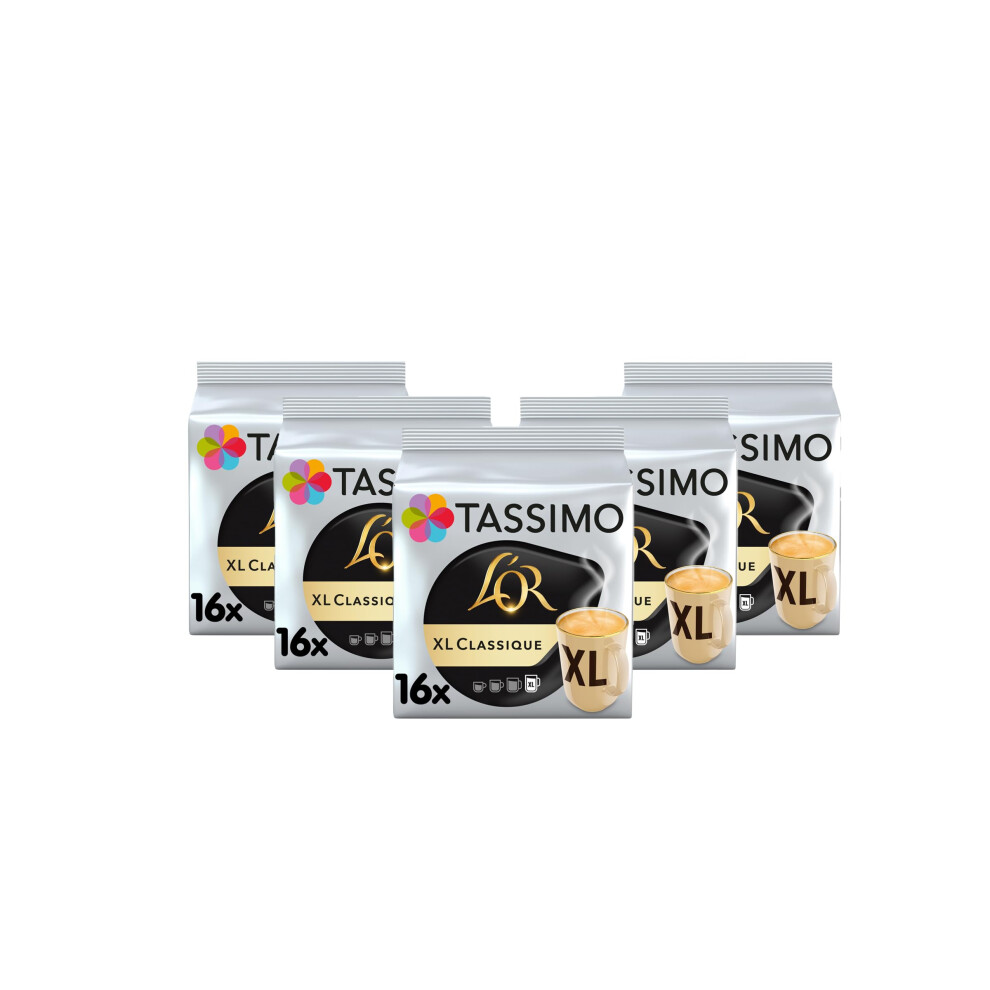 Tassimo L'or Xl Classique Coffee Pods X16 (Pack Of 5, Total 80 Drinks)