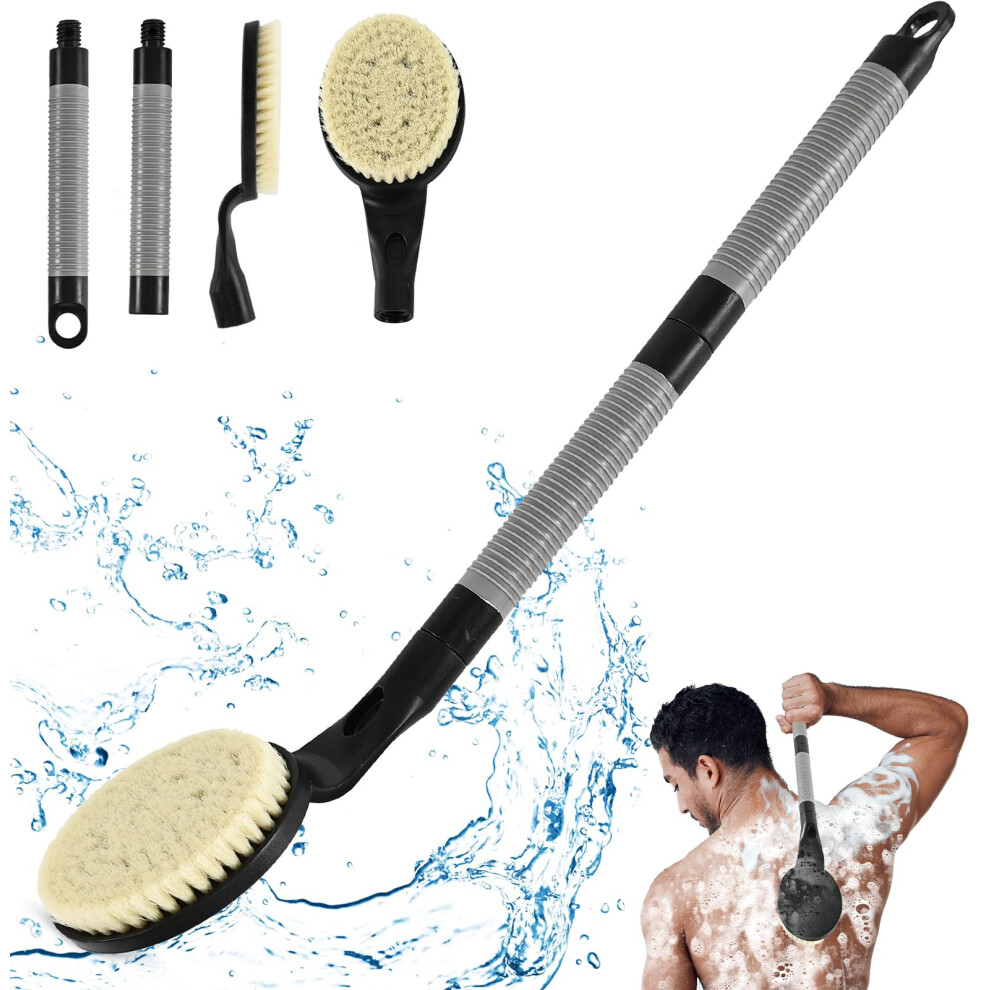 Btideas Non-Slip Shower Back Scrubber, 21.7 Inch Detachable Bath Brush, Exfoliating And Improving Skin Health For Elderly People With Limited Movement