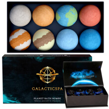 Galacticspa Planet Themed Bath Bombs / 8 x 60g Handmade Luxury Bubble Bath Fizzer Set/Non-Staining, Vegan, Cruelty-Free/Spa Gift for Men, Women and