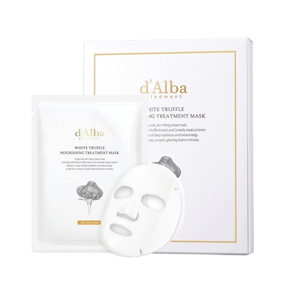 D'alba Piedmont White D?Alba Italian Truffle Nourishing Treatment Mask 5Pcs, Vegan Skincare, Nourishing And Soothing Sheet Mask For Dry And Tired Skin, Safe For