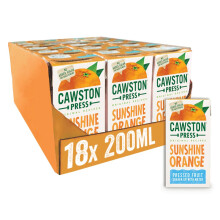 Cawston Press Sunshine Orange Fruit Water Kids Drink | Pressed Orange Flavoured Water | 200ml x 18 Pack Orange Juice Water Cartons | School Approved ?