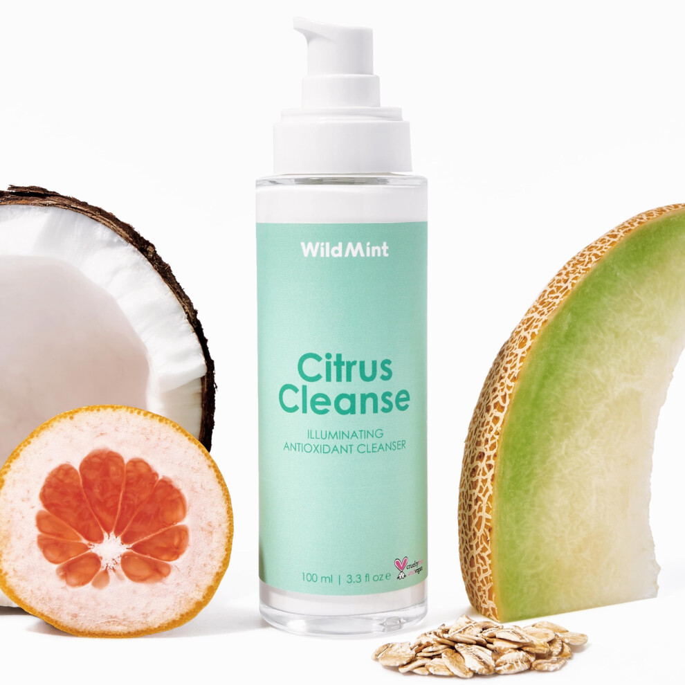 Wildmint Citrus Cleanse Natural Face Cleanser | Gentle & Creamy Face Wash For Sensitive, Mature, Acne-Prone & Dry Skin | Vitamin C Brightening
