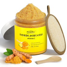Turmeric and Vitamin C Body Scrub, Exfoliating Scrub, Remove Dead Skin Improve Dark Spots Acne, Natural Deep Cleansing, Exfoliator for Body Butt