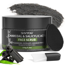 Men's Face Scrub, Bamboo Charcoal Salicylic Acid Face Exfoliant, Facial Peeling Improves Blackheads, Acne, Clogged Pores, Cleansing Oil Control,