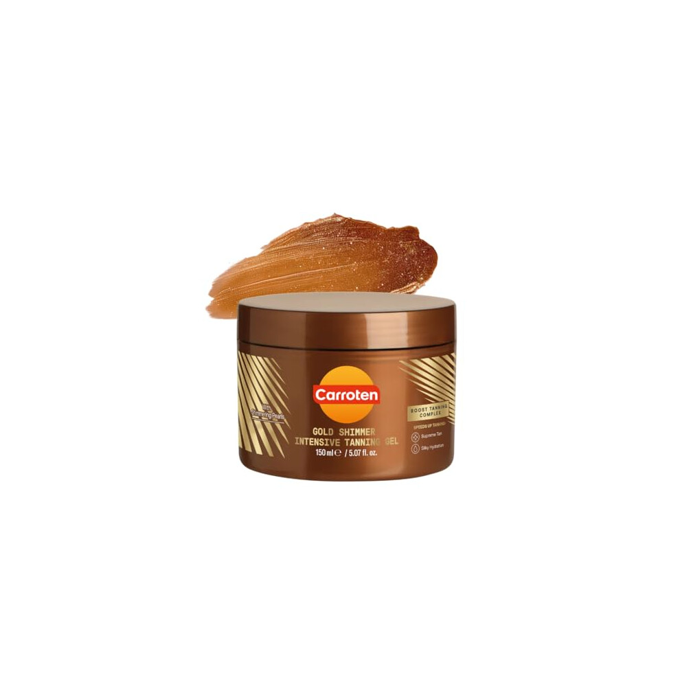 Carroten Gold/Brown Shimmer Intensive Tanning Gel 150 Ml - Tan Express Accelerator For Shine - Sunbed Tanning Accelerator - Sunscreen Without Spf