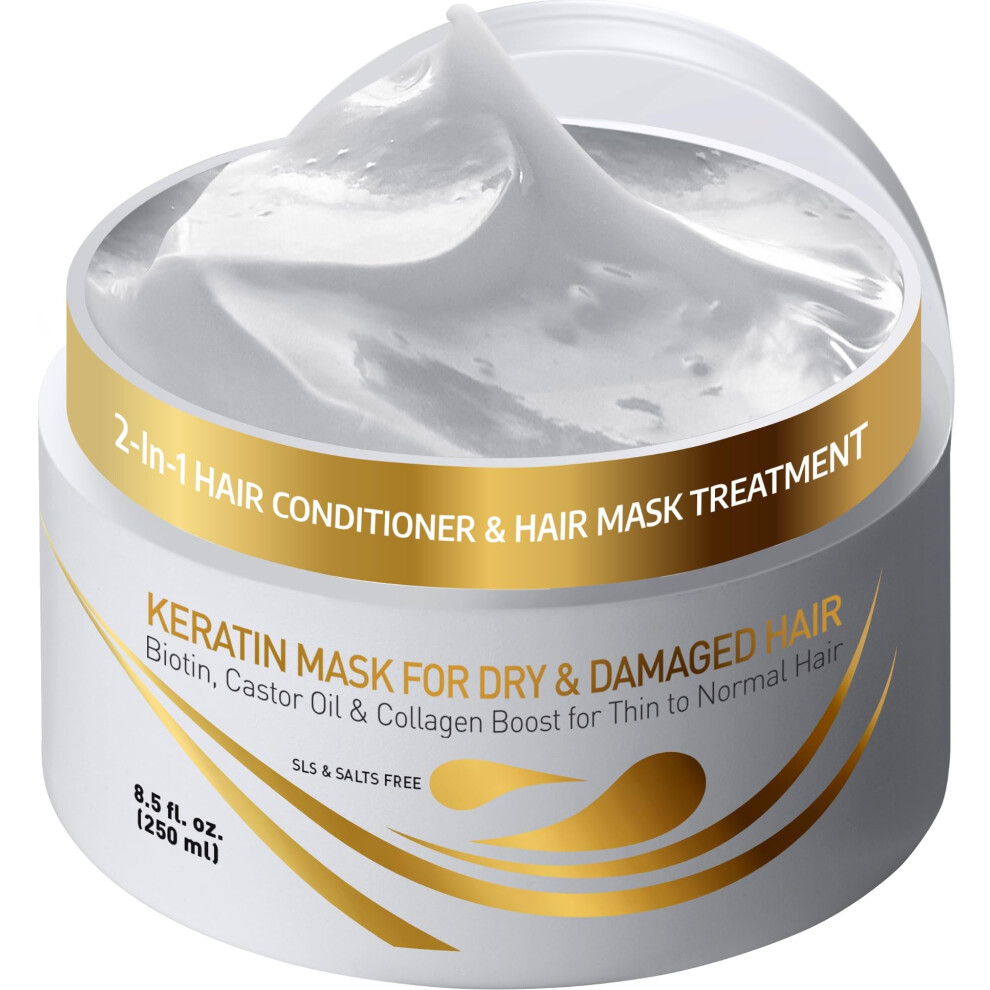 Photos - Hair Product Vitamins Hair Mask Conditioner Keratin Treatment - Biotin Castor and Coconut Oil Deep Conditioning for Thin Fine Hair - Anti