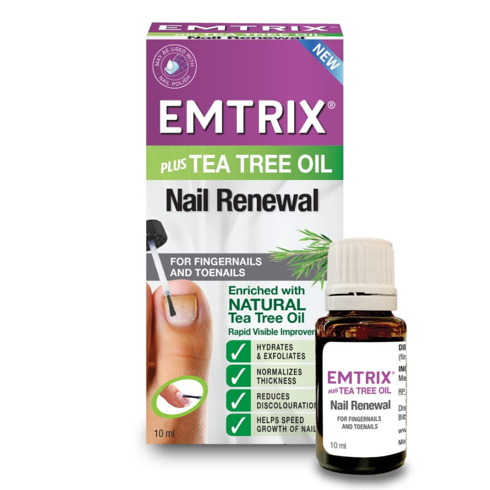 Emtrix Nail Renewal With Natural Tea Tree Oil, For Damaged Nails | Nail Strengthener And Healthy Nail Growth Product | For Fingernails And Toenails |