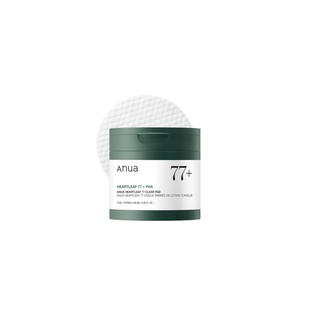 ANUA Heartleaf 77 Toner Pad 70 Sheets, PHA Dead Skin Care Low pH Daily Toner Pad exfoliating