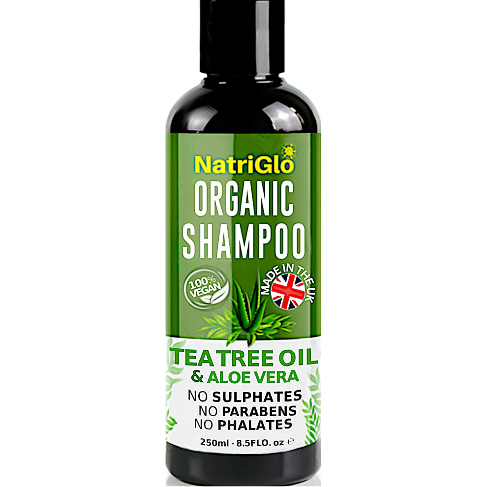 Natriglo Tea Tree Shampoo For Dry Itchy Scalp | Organic, Anti Dandruff, Sulfate Free, Vegan & Cruelty-Free, No Sls Or Parabens