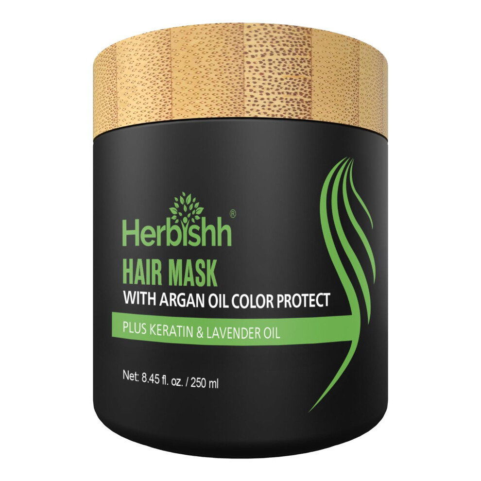 Herbishh Argan Hair Mask-Deep Conditioning & Hydration For Healthier Looking Hair For Very Dry, Weak, Stressed Out Hair, No Sulphates, No Parabens