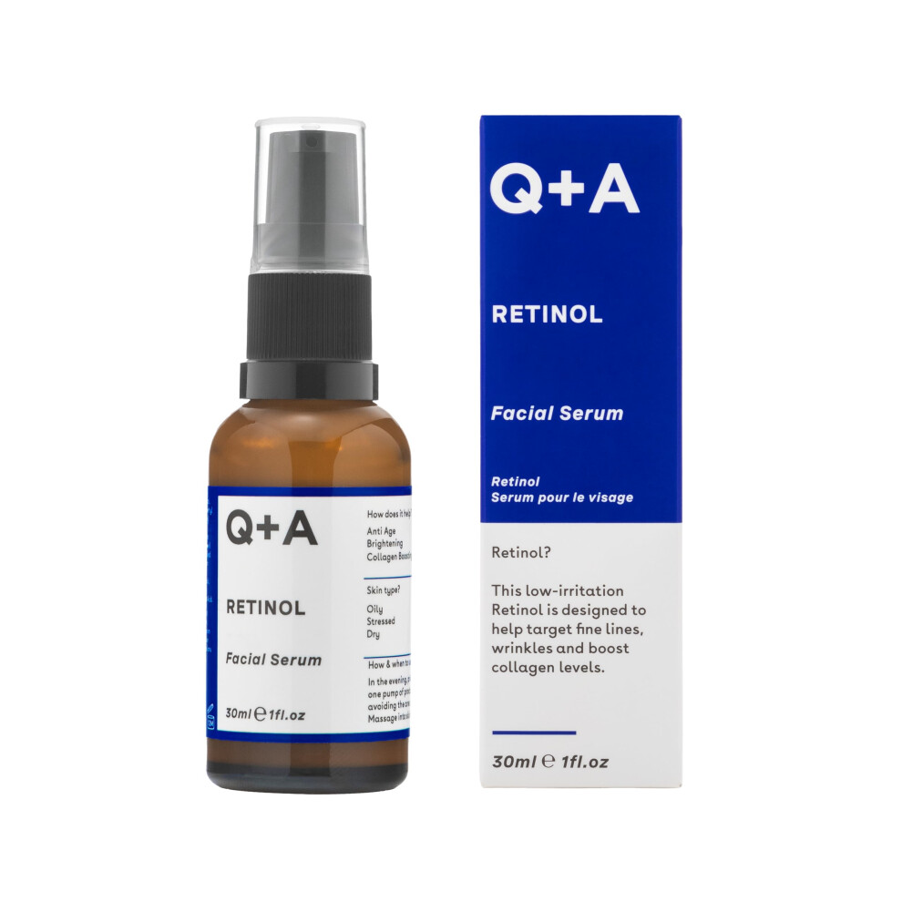 Q+A Retinol Facial Serum, With Bisabobol And Squalane To Sooth The Skin Whilst Delivering Youth-Boosting Benefits, Targets Fine Lines, Renews Uneven